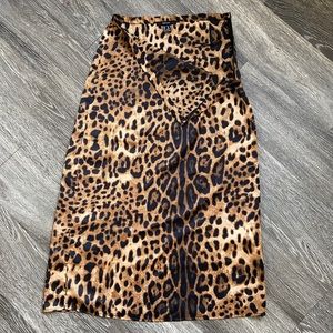 FOREVER 21 Leopard Silky Midi Skirt